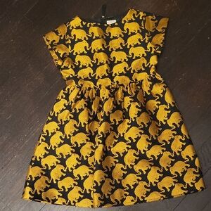 Crewcuts Kids Dress with Elephant Print - Black and Gold